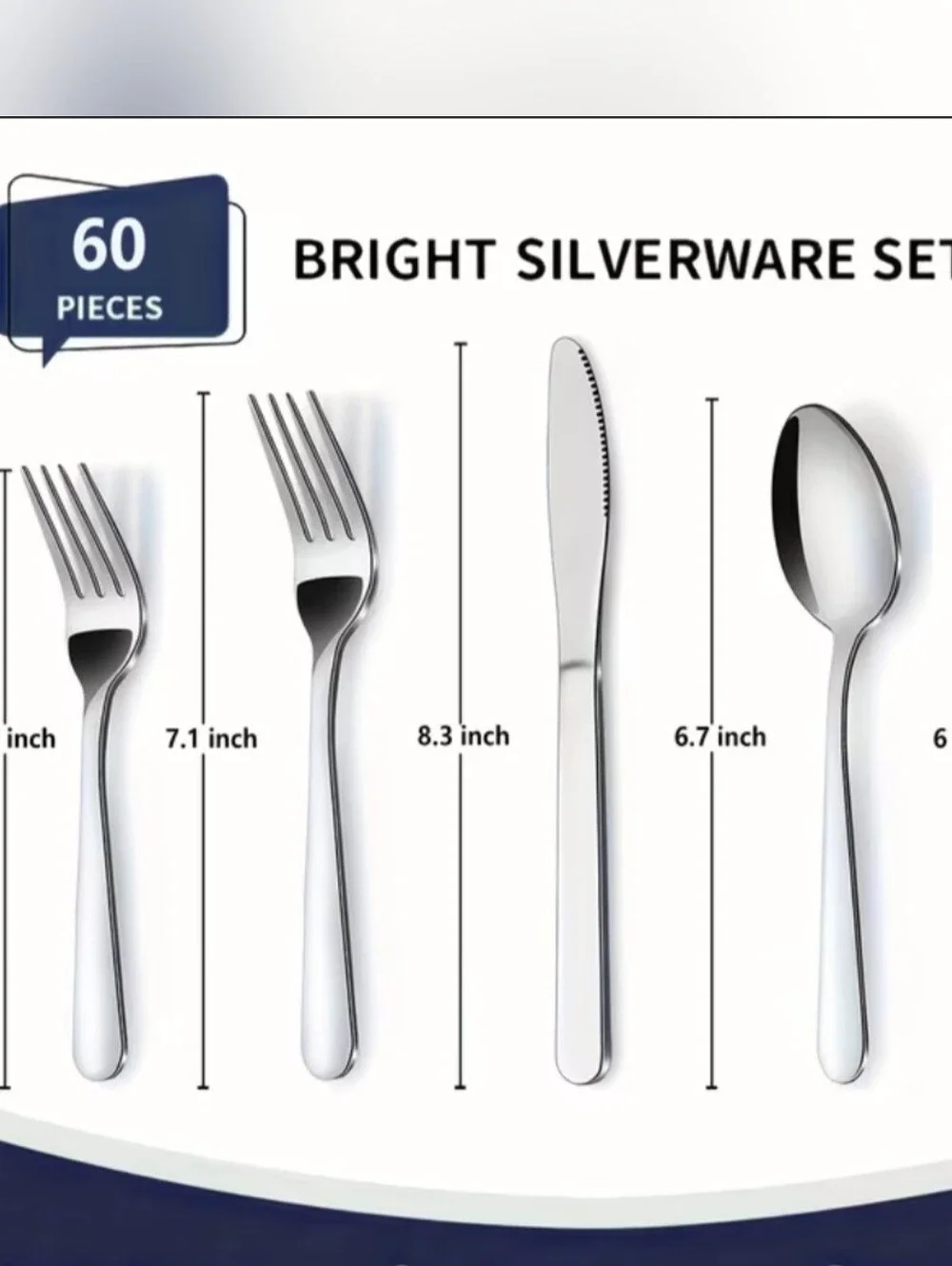 New 60pc Premium Stainless Steel Flatware Set -1518-1693